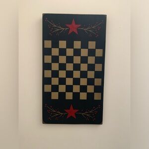 Cute rustic hand painted black, tan and red checkerboard